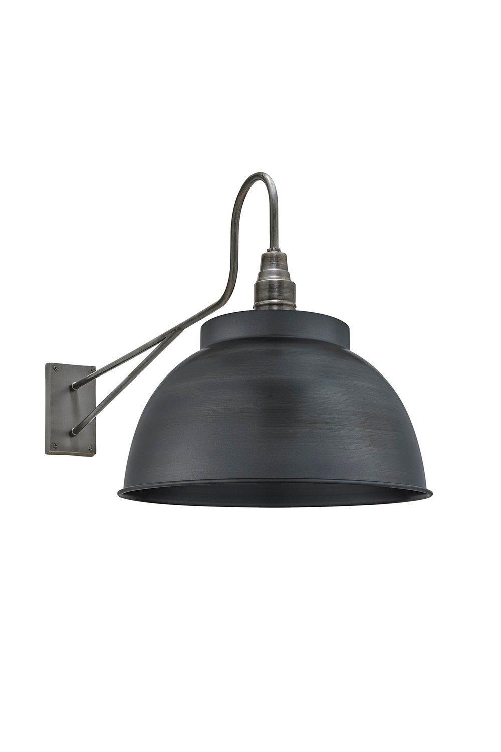 Long Arm Dome Wall Light, 17 Inch, Pewter, Pewter Holder